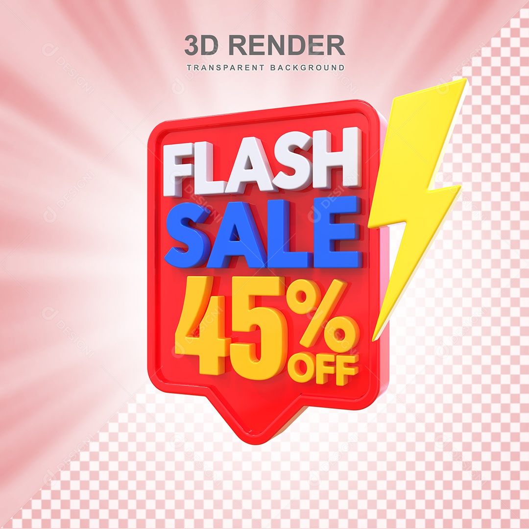 Selo 3D Flash Sale 45% Vermelho Social Media PSD Editável