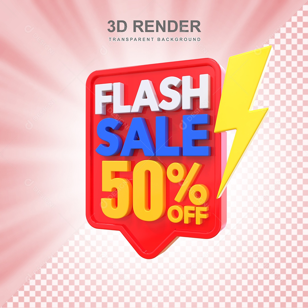 Selo 3D Flash Sale 50% Vermelho Social Media PSD Editável