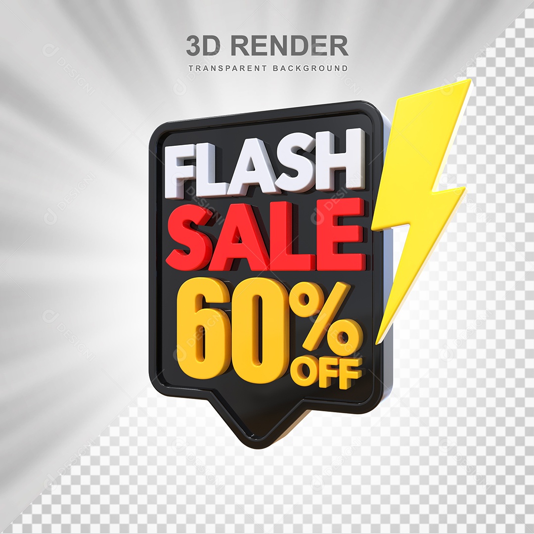 Selo 3D Flash Sale 60% Preto Social Media PSD Editável