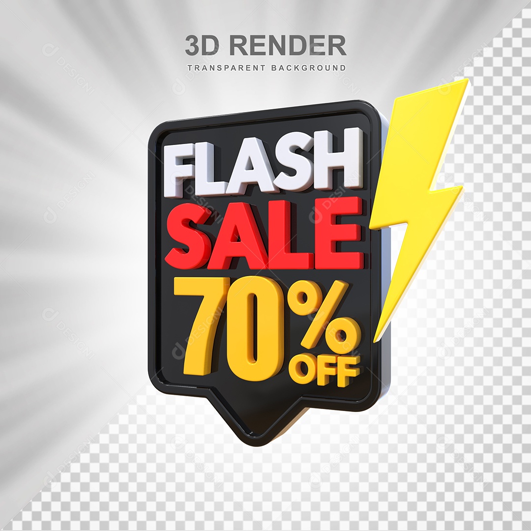 Selo 3D Flash Sale 70% Preto Social Media PSD Editável