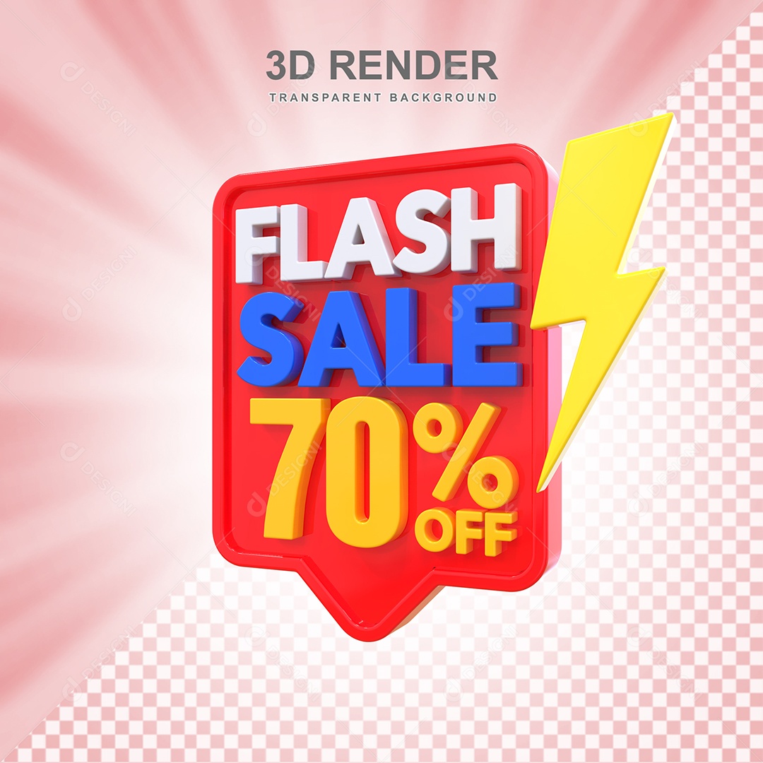 Selo 3D Flash Sale 70% Vermelho Social Media PSD Editável