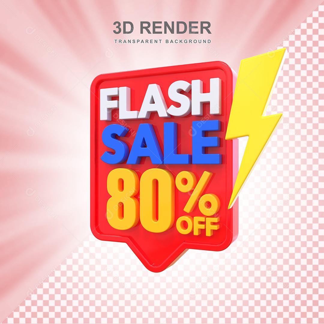 Selo 3D Flash Sale 80% Vermelho Social Media PSD Editável