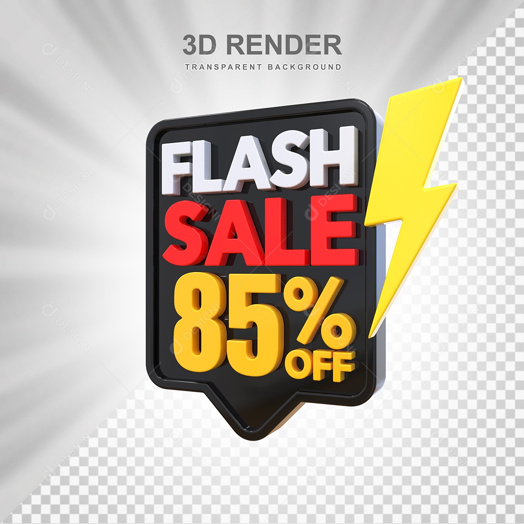 Selo 3D Flash Sale 85% Preto Social Media PSD Editável