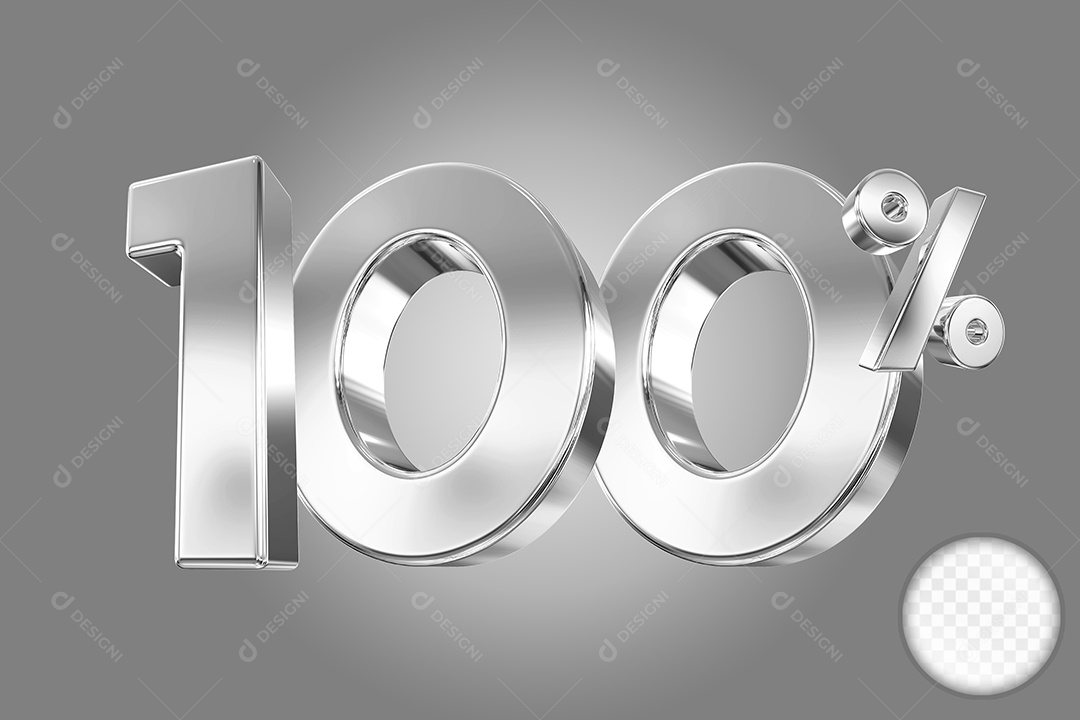 Elemento 3D Número 100% Preto para Composição PSD