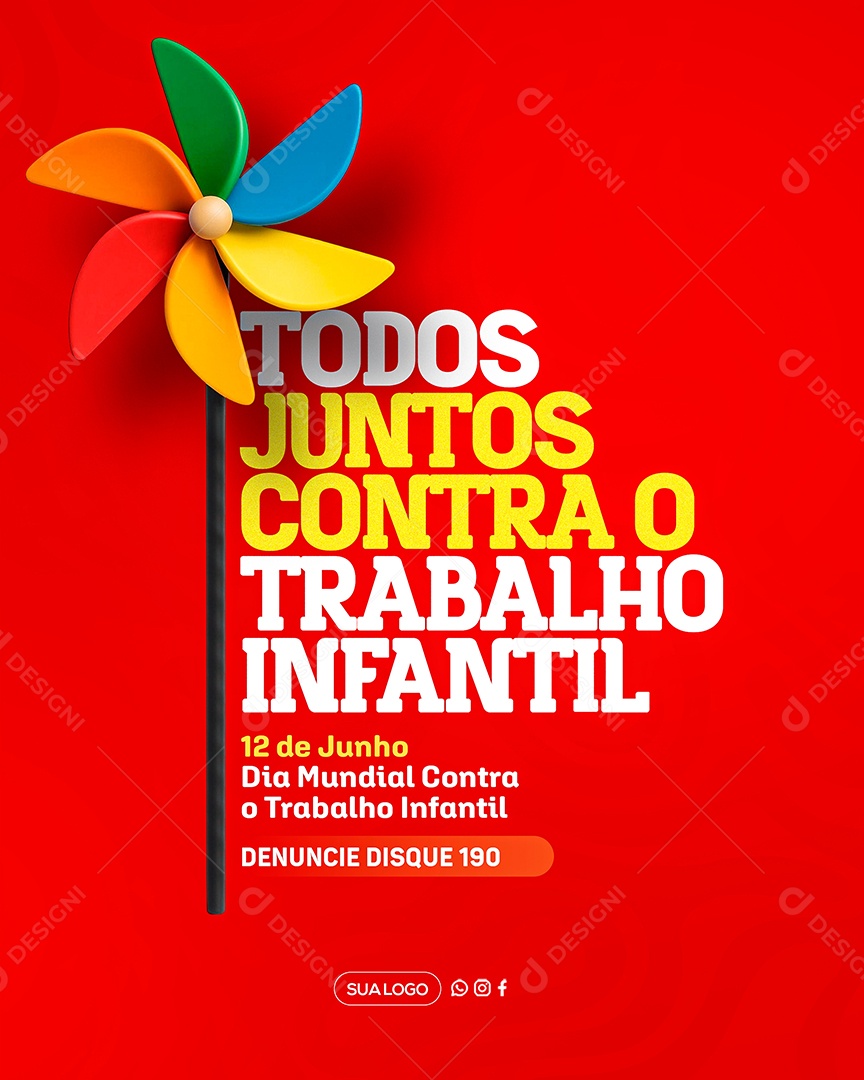 Todos Juntos Contra o Trabalho Infantil Social Media PSD Editável