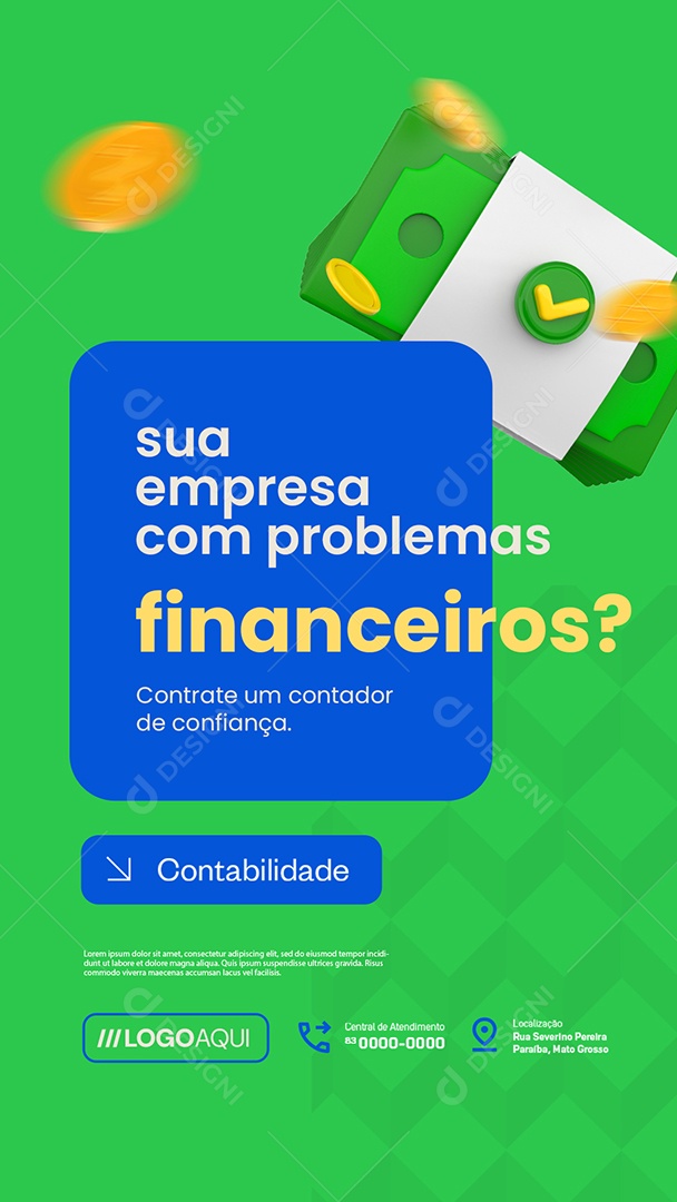 Story Contabilidade Sua Empresa com Problemas Financeiros Social Media PSD Editável