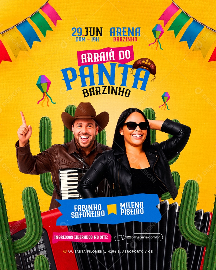 Flyer Arraiá do Panta Barzinho Social Media PSD Editável