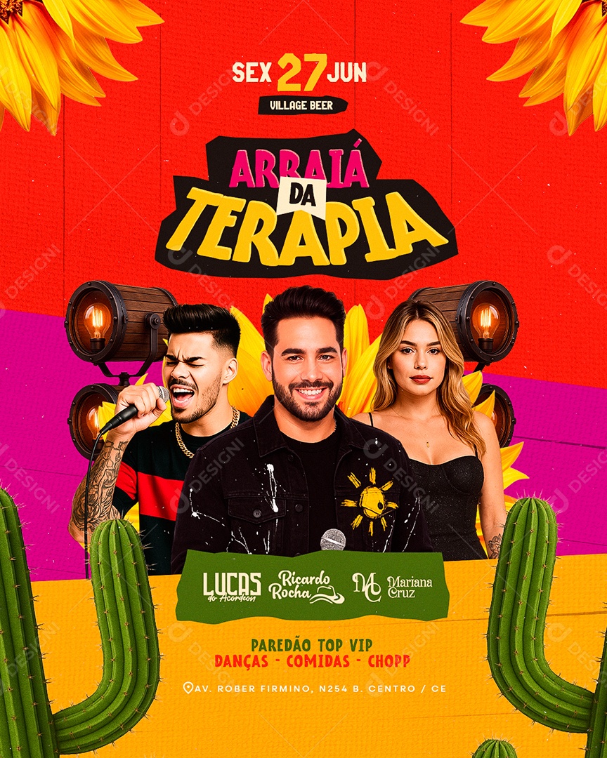 Flyer Arraiá da Terapia Social Media PSD Editável