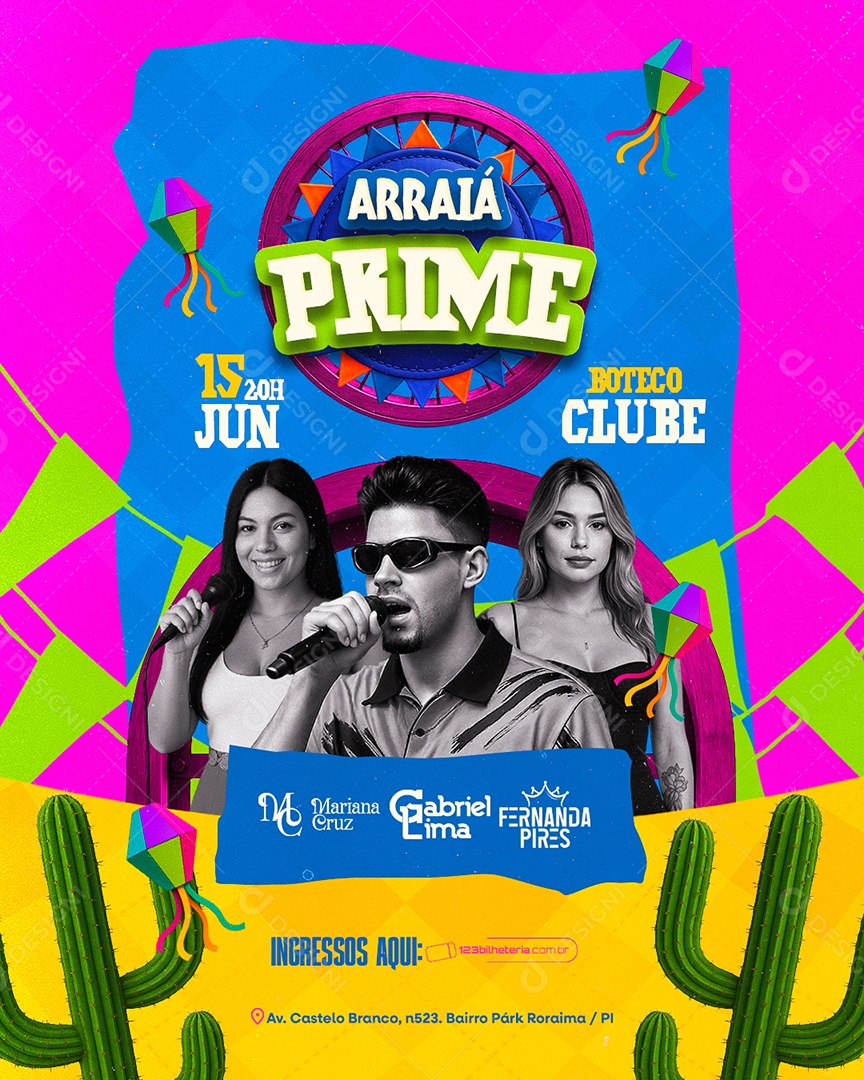 Flyer Arraiá Prime Social Media PSD Editável