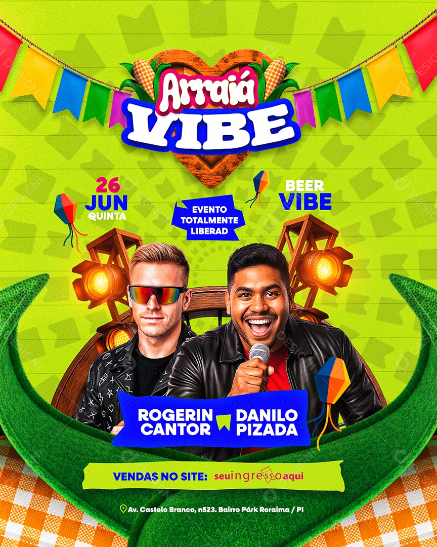 Flyer Arraiá Vibe Evento Totalmente Social Media PSD Editável