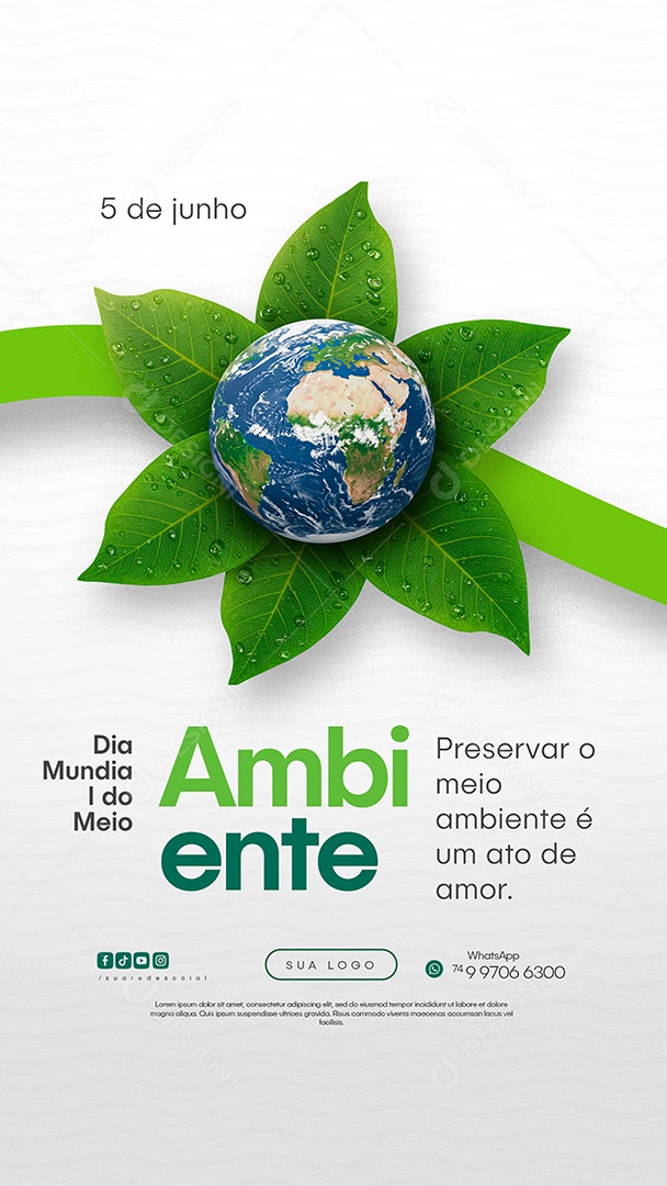 5 de Junho Dia Mundial do Meio Ambiente Story Social Media PSD Editável