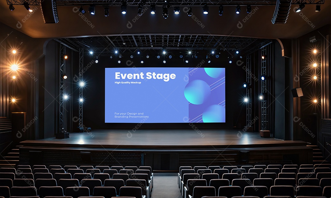 Espaço de Evento Com Palco Mockup PSD Editável