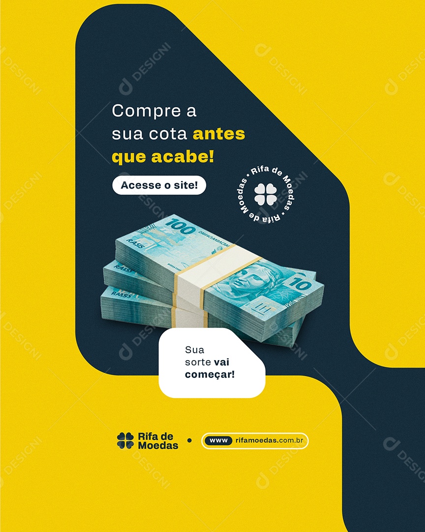 Post Feed Rifa de Moedas Social Media PSD Editável