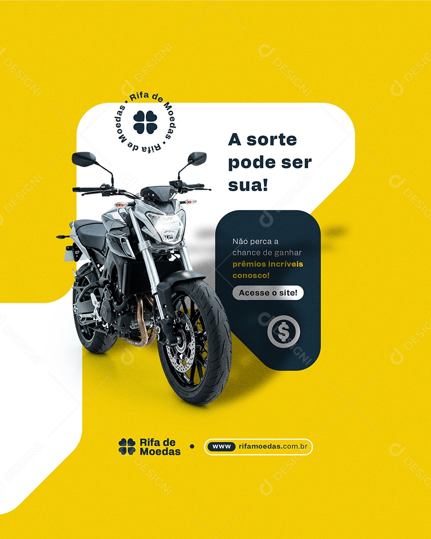 Post Feed Rifa de Moedas Social Media PSD Editável