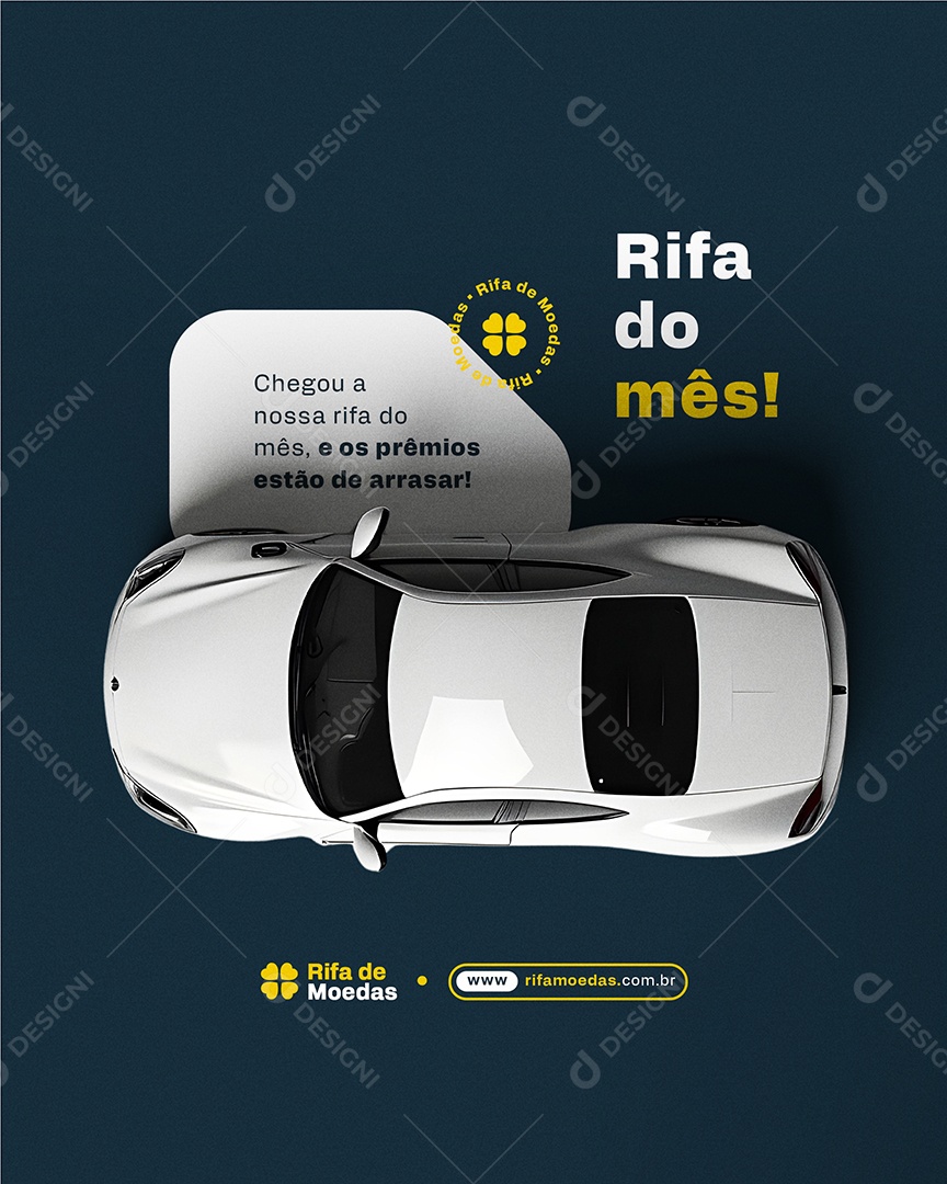 Post Feed Rifa de Moedas Social Media PSD Editável