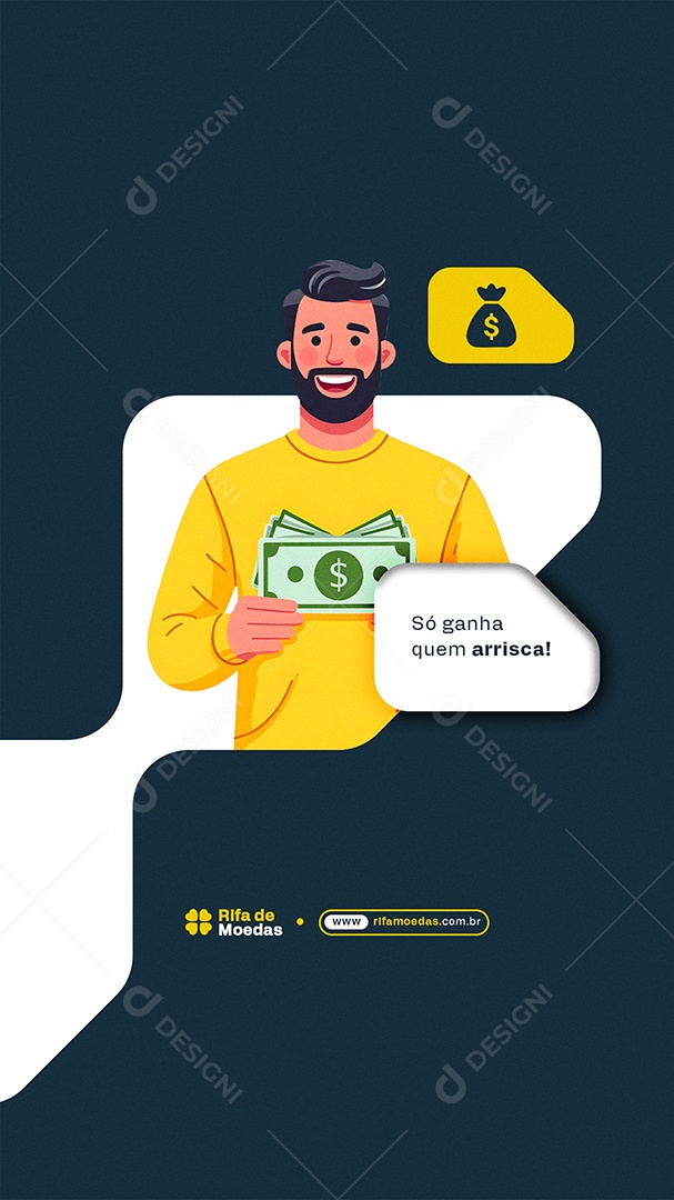 Post Story Rifa de Moedas Social Media PSD Editável