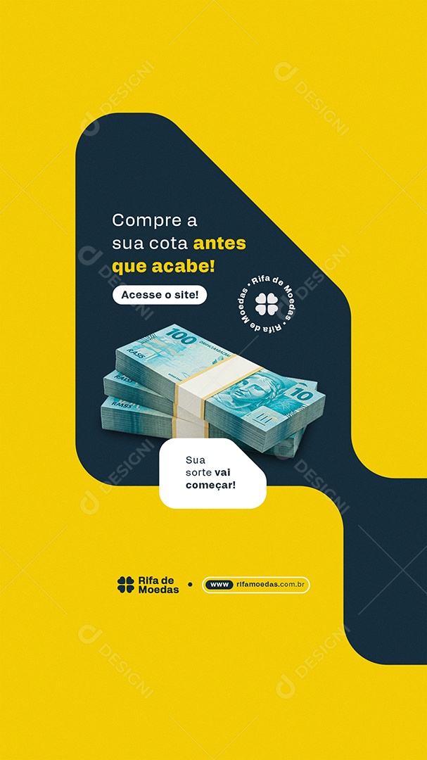 Post Story Rifa de Moedas Social Media PSD Editável