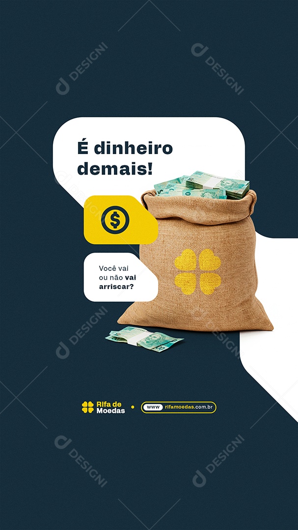Post Story Rifa de Moedas Social Media PSD Editável