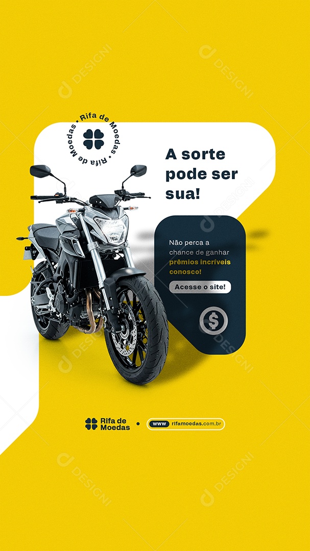 Post Story Rifa de Moedas Social Media PSD Editável