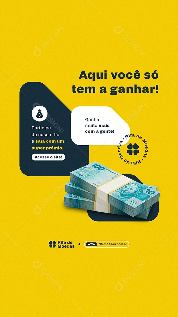 Post Story Rifa de Moedas Social Media PSD Editável