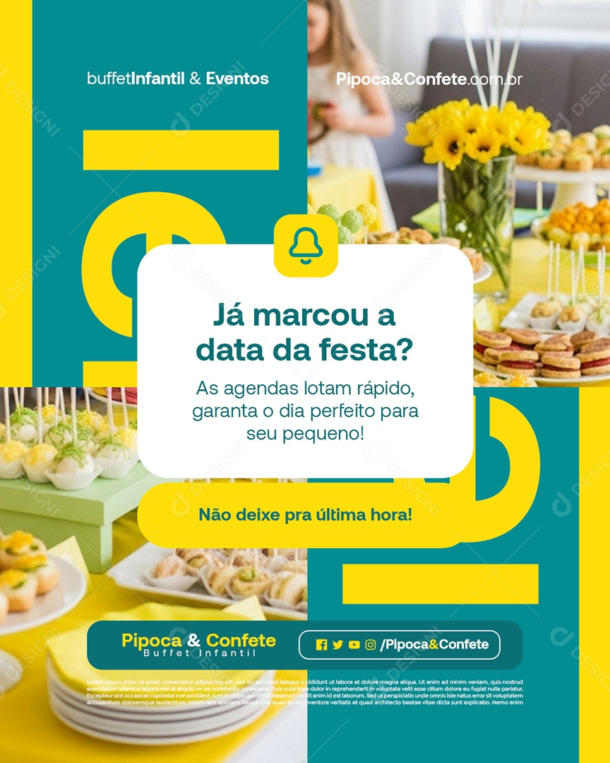 Buffet Infantil Já Marcou a Data da Festa Social Media PSD Editável