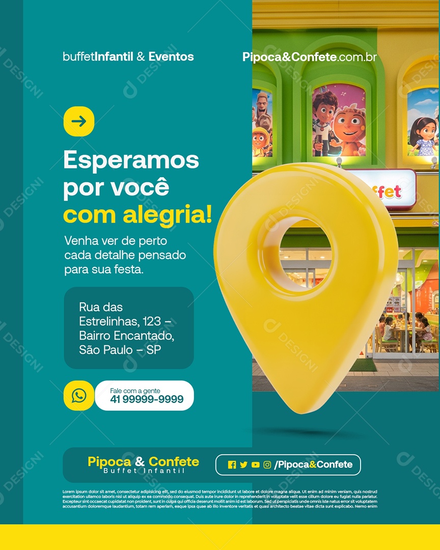 Buffet Infantil Esperamos por Você com Alegria Social Media PSD Editável