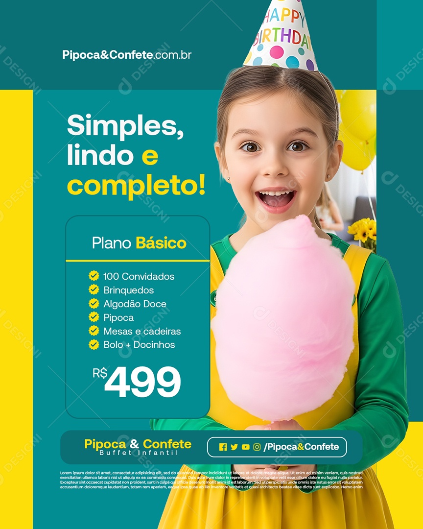 Buffet Infantil Simples Lindo e Completo Social Media PSD Editável