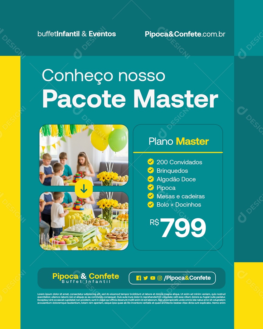 Buffet Infantil Conheço Nosso Pacote Master Social Media PSD Editável
