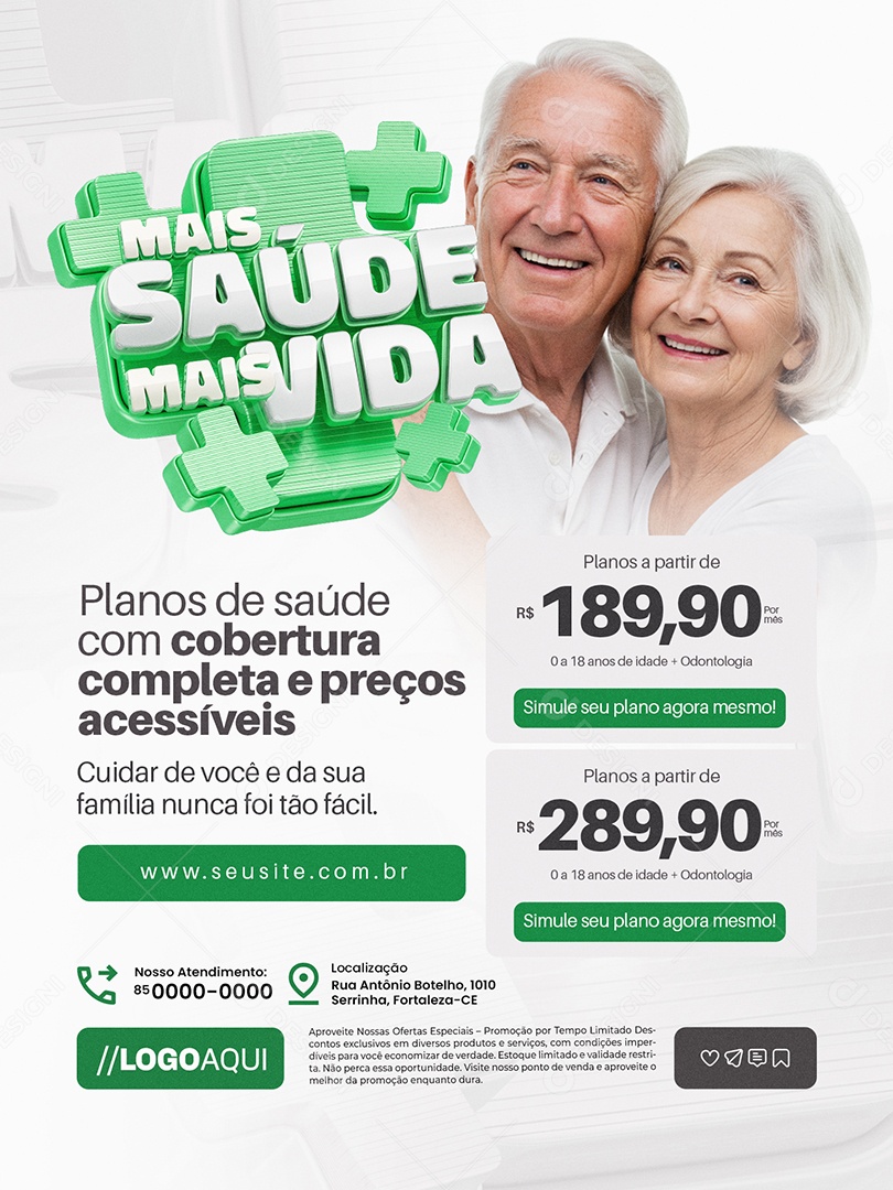 Mais Saúde Mais Vida Convênio Médico Encarte Planos de Saúde Social Media PSD Editável