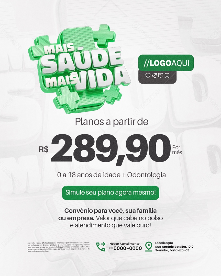 Mais Saúde Mais Vida Convênio Médico para Você e Sua Família Social Media PSD Editável