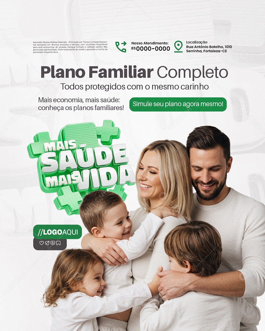 Mais Saúde Mais Vida Convênio Médico Plano Familiar Completo Social Media PSD Editável
