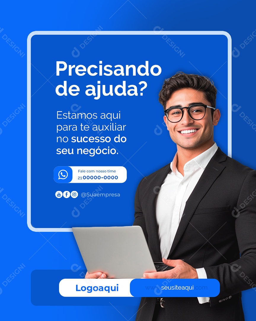 Marketing Digital Precisando de Ajuda Social Media PSD Editável
