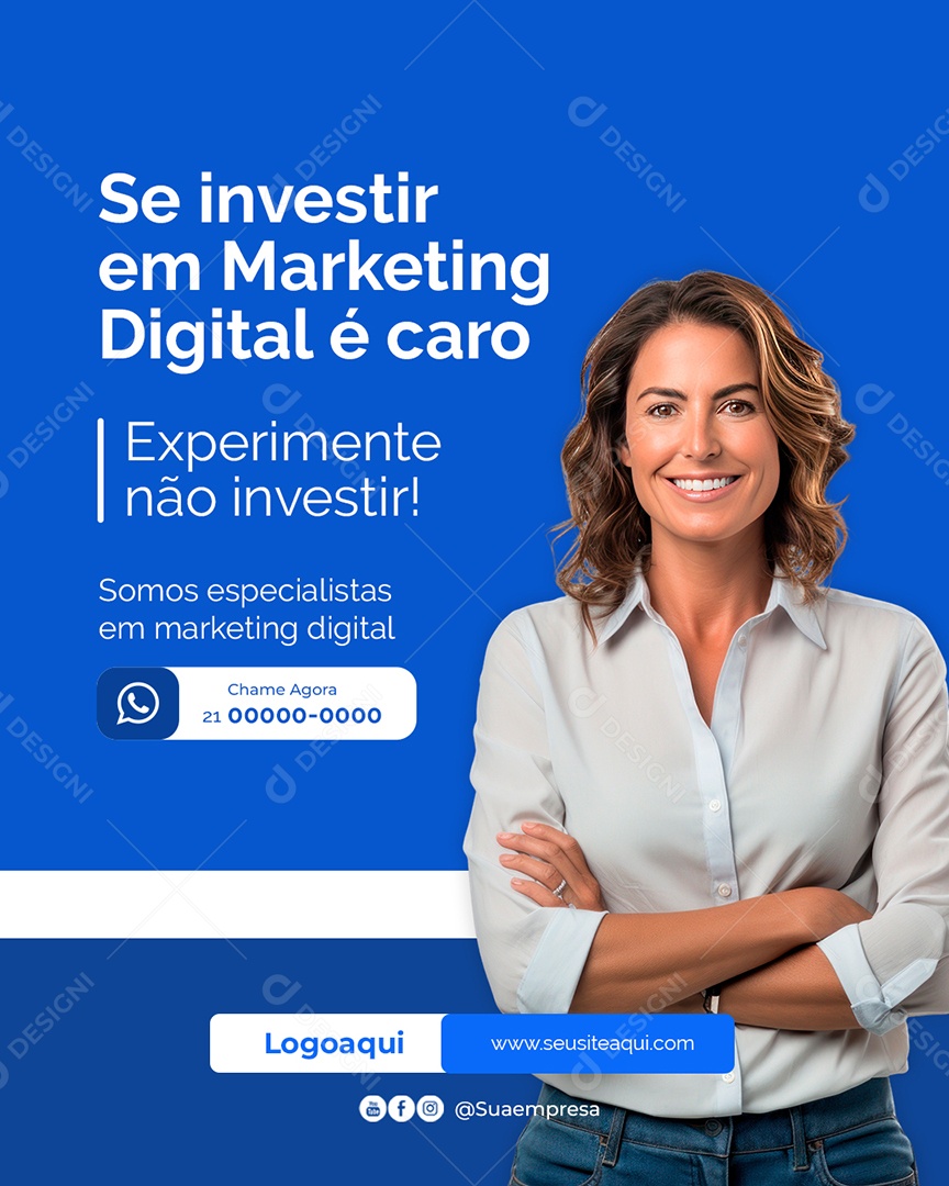 Se Investir em marketing digital é Caro Experimente Não Investir Social Media PSD Editável