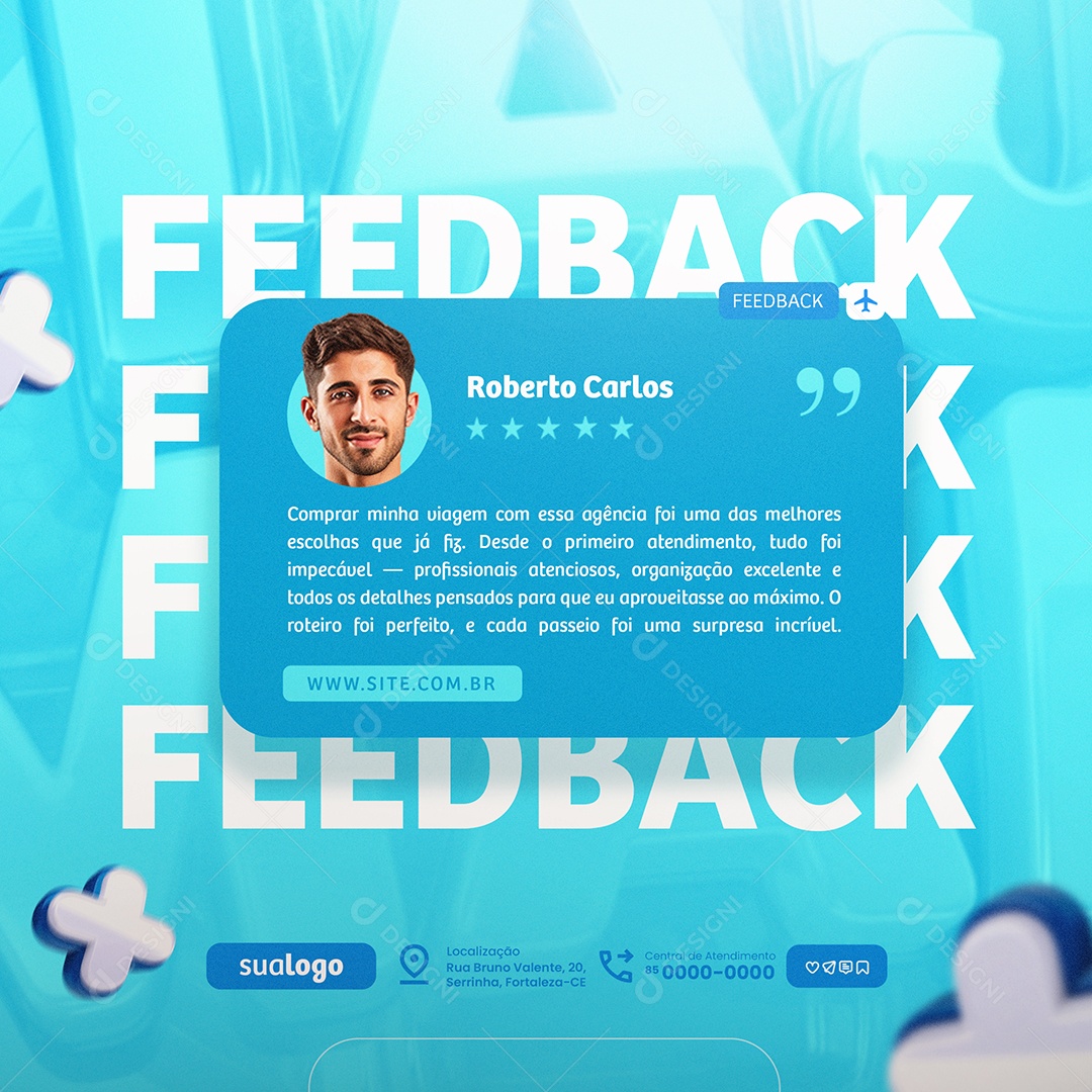 Viaje Mais Agência de Viagens Feedback Social Media PSD Editável