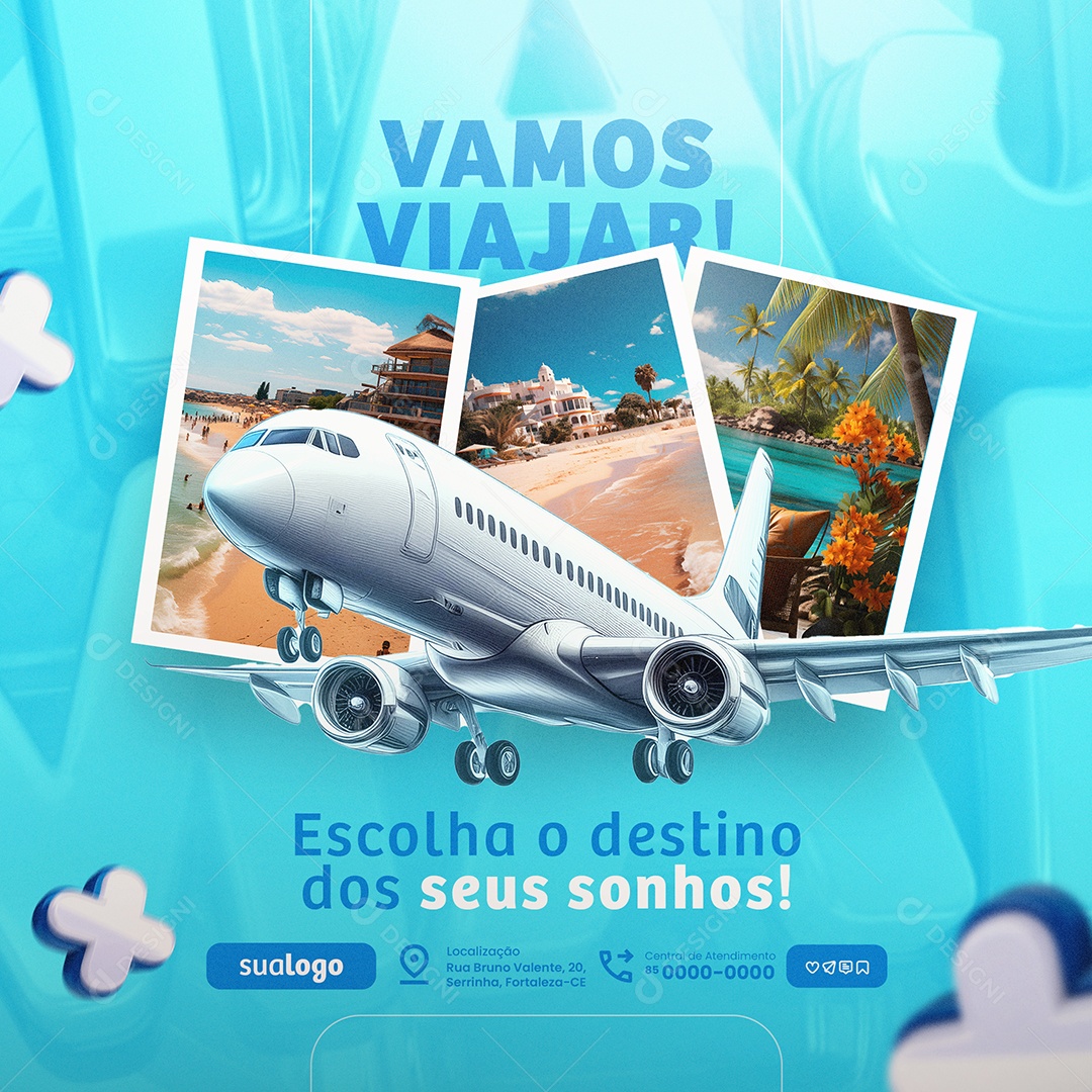 Viaje Mais Agência de Viagens Vamos Viajar Social Media PSD Editável