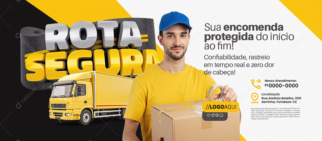 Banner Rota Segura Rastreamento Veícular Sua Encomenda Protegida Social Media PSD Editável