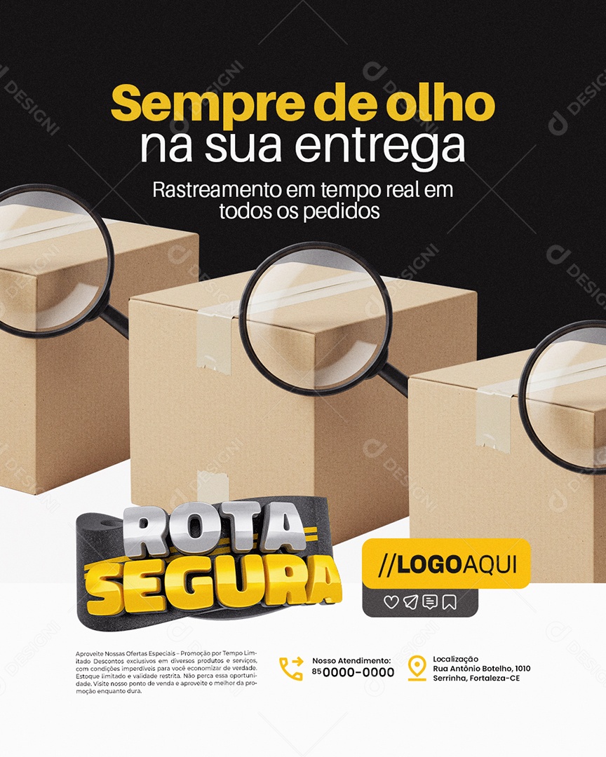 Rota Segura Rastreamento Veícular Sempre de Olho Social Media PSD Editável