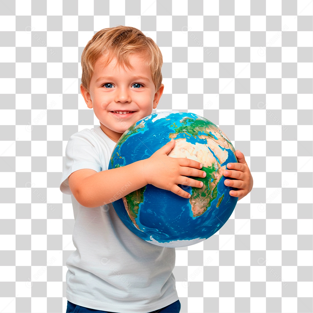 Criança com Globo PNG Transparente