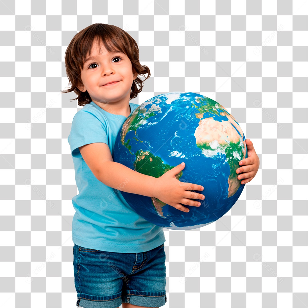 Criança com Globo PNG Transparente