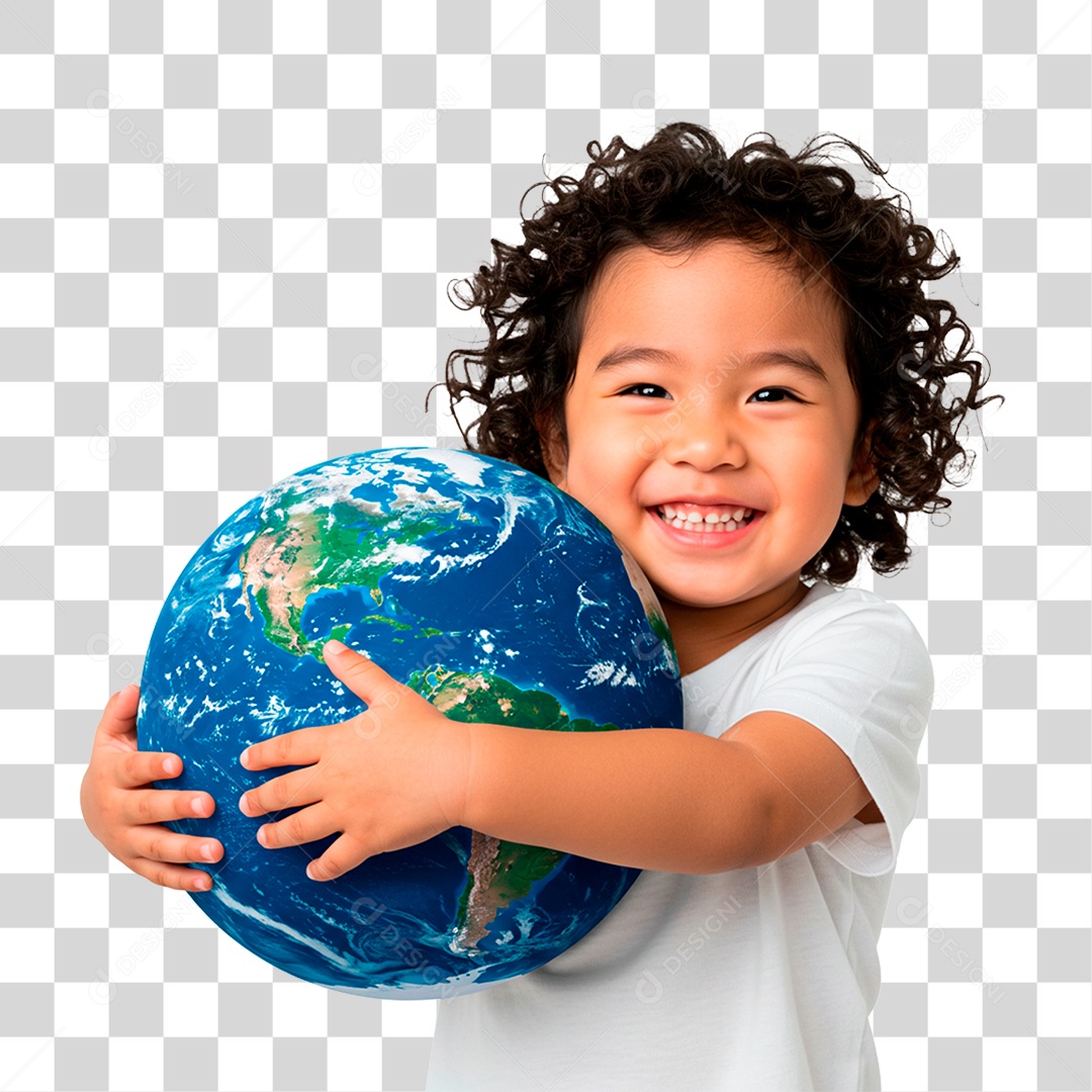 Criança com Globo PNG Transparente