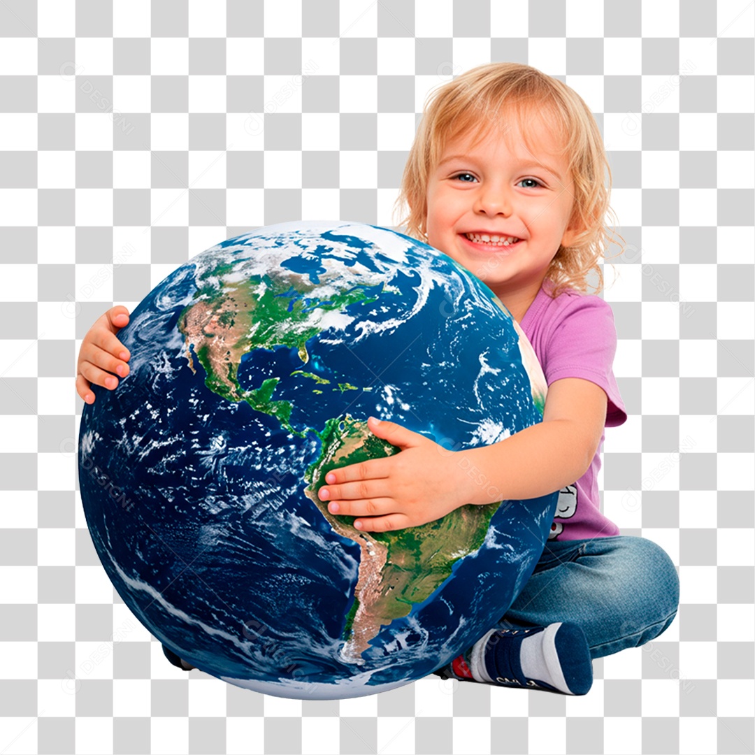 Criança com Globo PNG Transparente