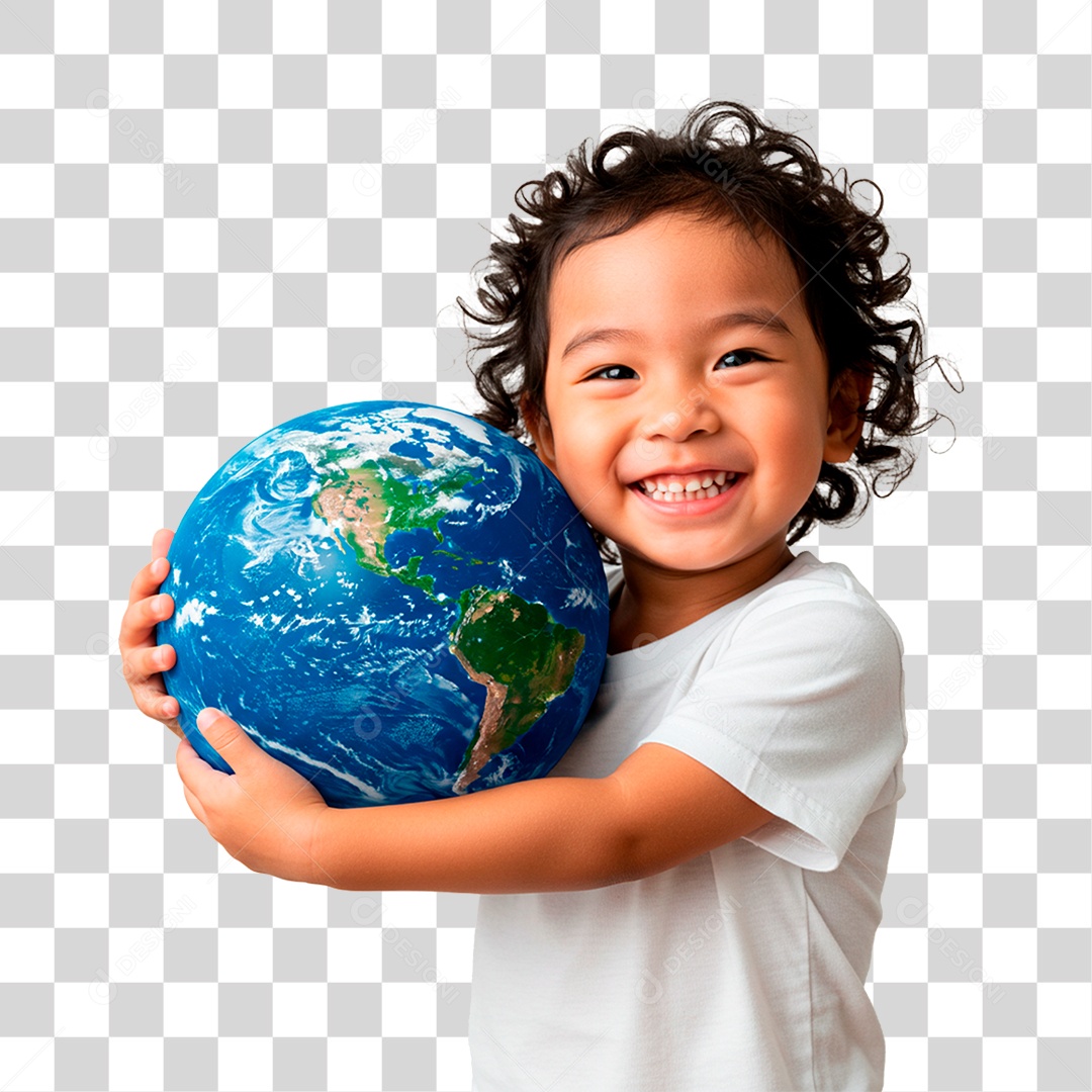 Criança com Globo PNG Transparente