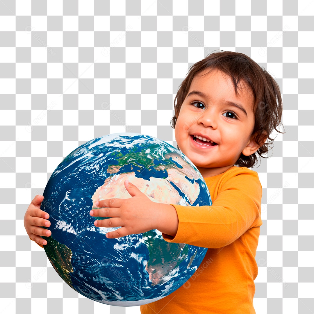 Criança com Globo PNG Transparente