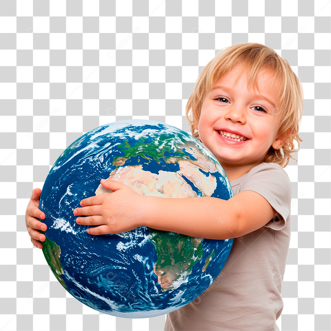 Criança com Globo PNG Transparente