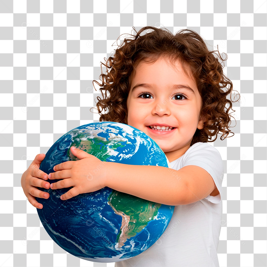 Criança com Globo PNG Transparente