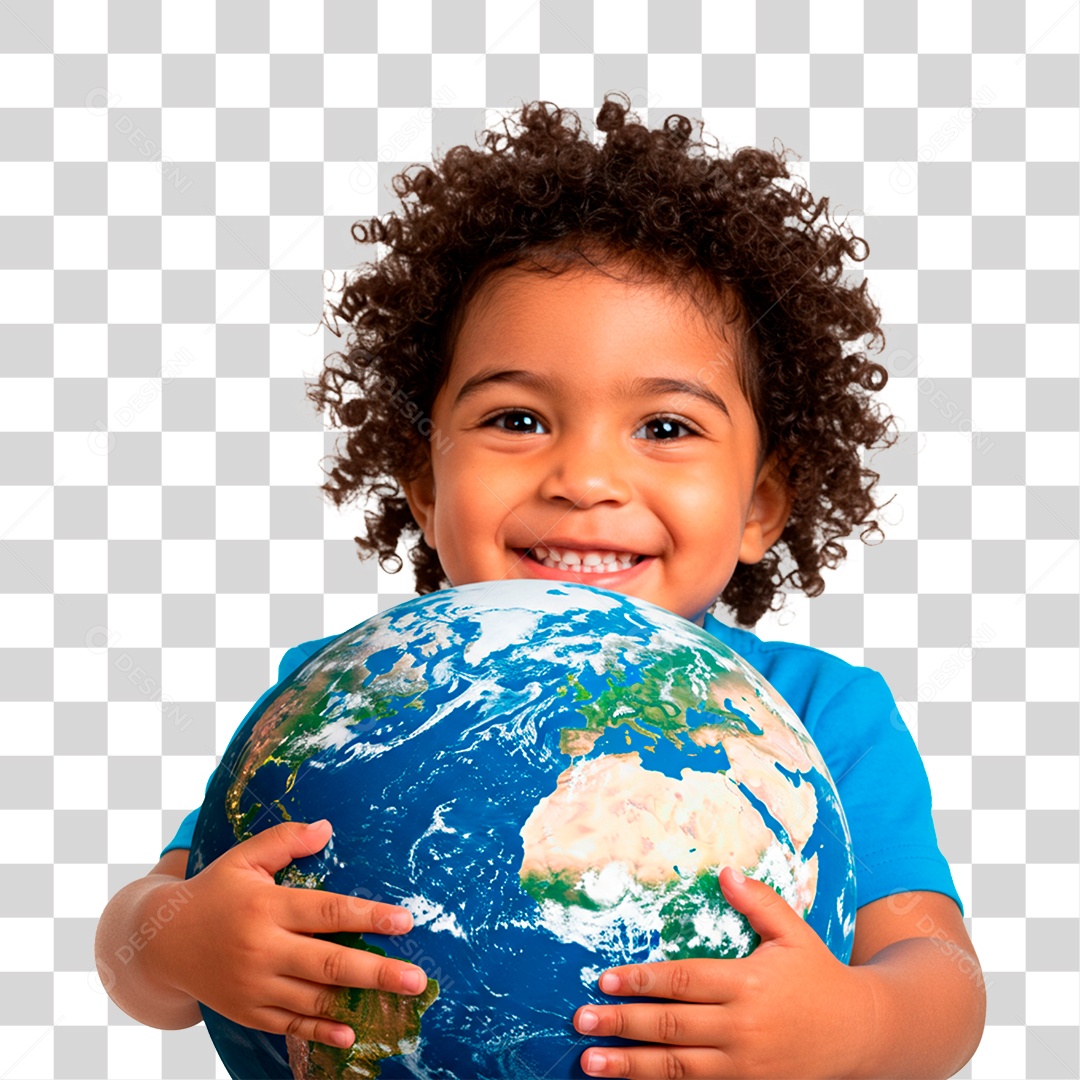 Criança com Globo PNG Transparente