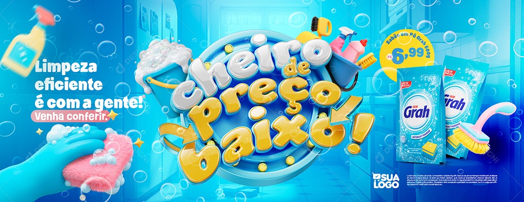 Banner Cheiro de Preço Baixo Social Media PSD Editável