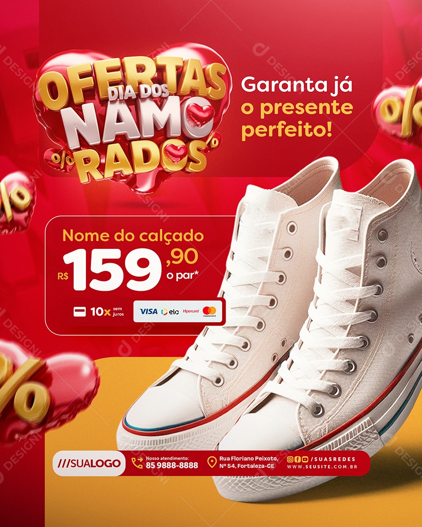 Ofertas Dia dos Namorados Loja de Calçados Tênis All Star Social Media PSD Editável