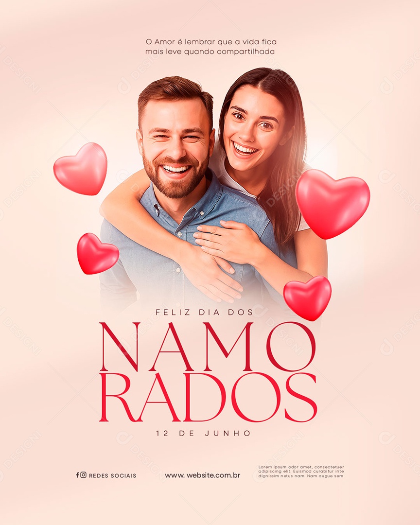 Feliz Dia dos Namorados 12 de junho Social Media PSD Editável