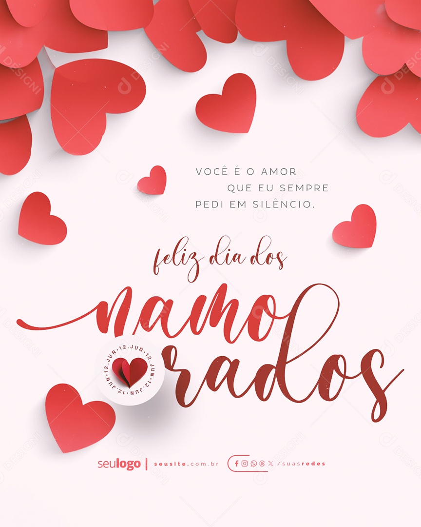Feliz Dia dos Namorados 12 de Junho Social Media PSD Editável